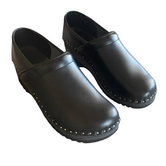 TROENTORPS Mens Size 43/9.5-10 Black Leather Silver Studded Comfort Clogs Sweden main image 10
